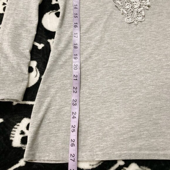 YOINS Heathered grey cold-shoulder lace top ~ SMALL MEDIUM peak-a-boo shirt - Picture 7 of 14